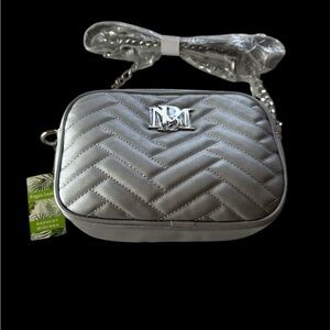 Badgley Mischka Silver Chevron Crossbody Bag
